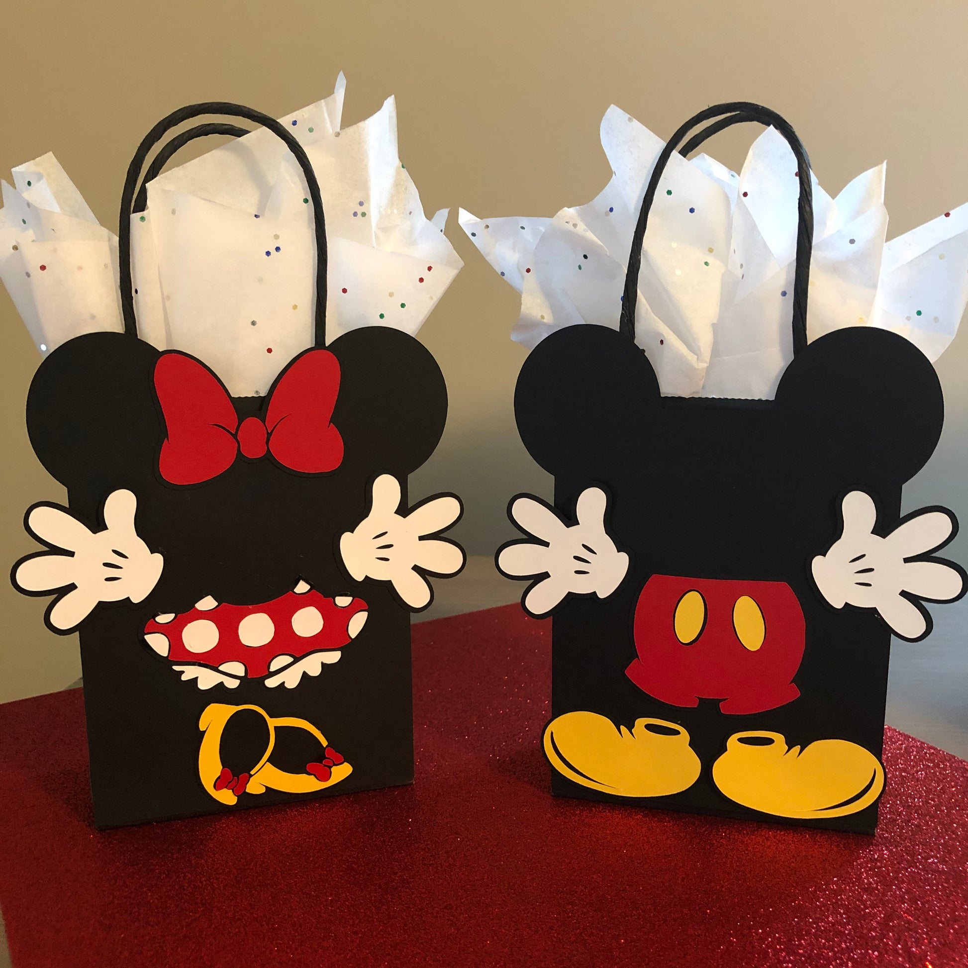 Set of 12 Mickey and Minnie mouse birthday party favor bags / Goodies / Treat bags / First Birthday party Decoration
