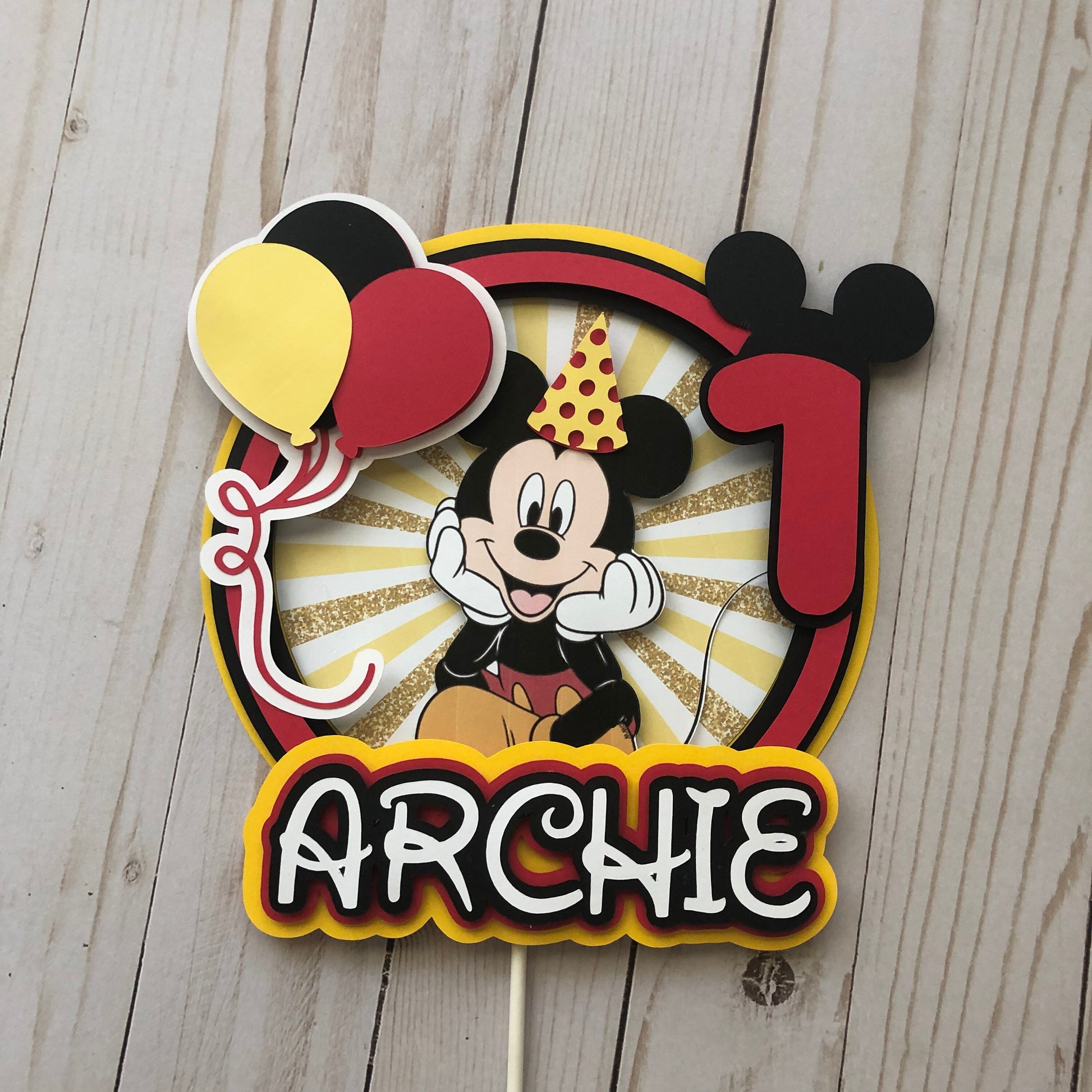 Personalized Mickey Mouse birthday cake topper happy birthday cake boy’s birthday party decoration