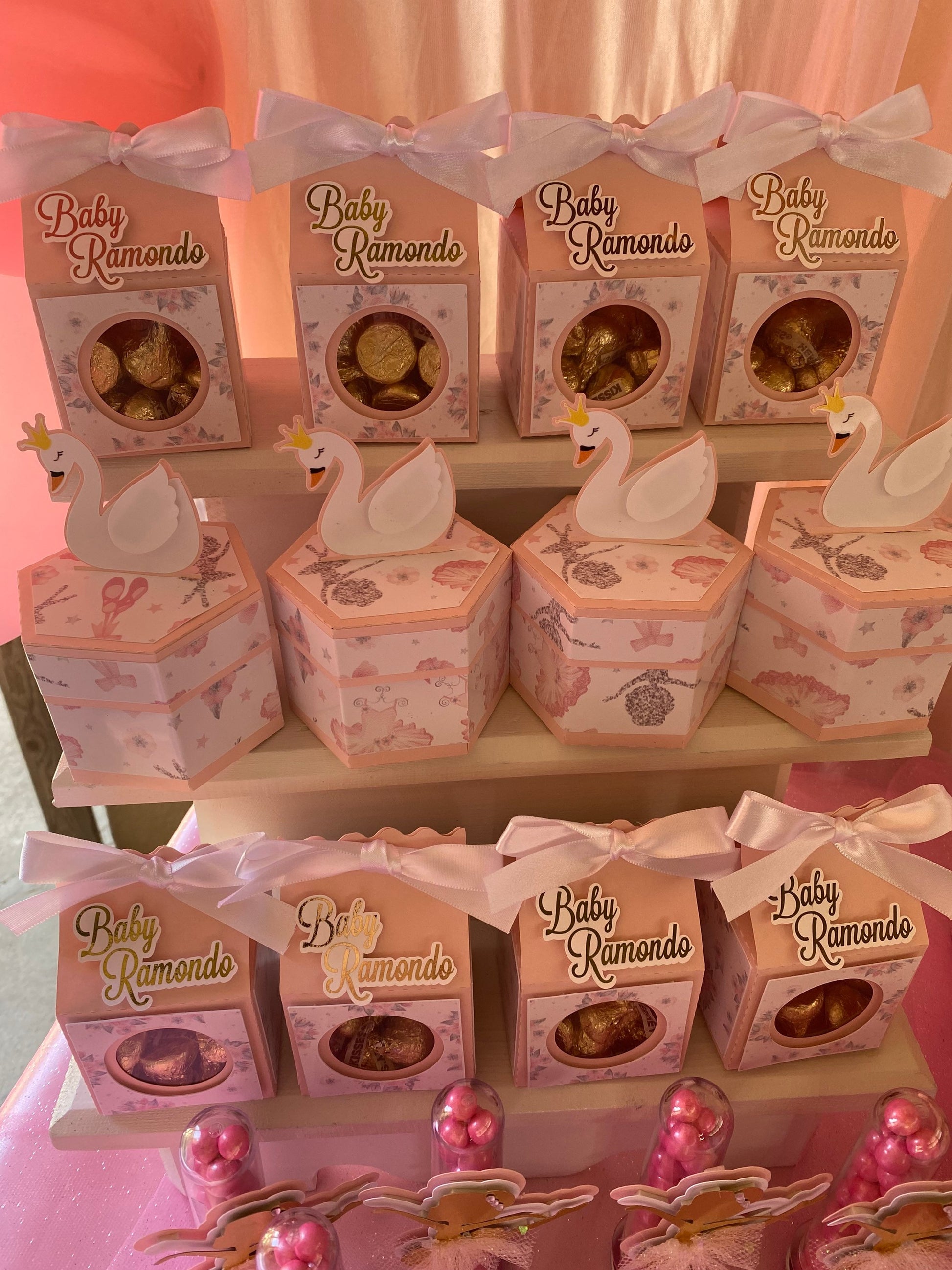 8 swan themed favor boxes - ballerina favor boxes