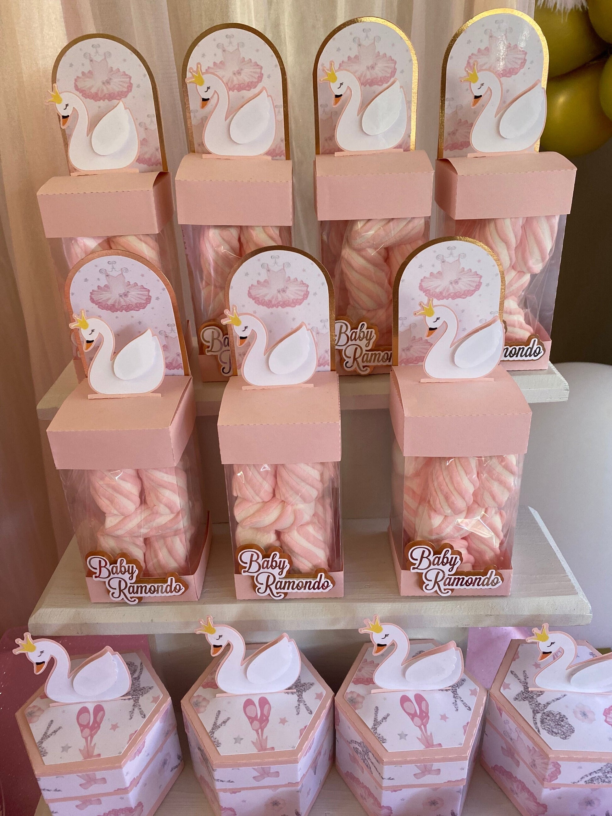 8 swan themed favor boxes - ballerina favor boxes