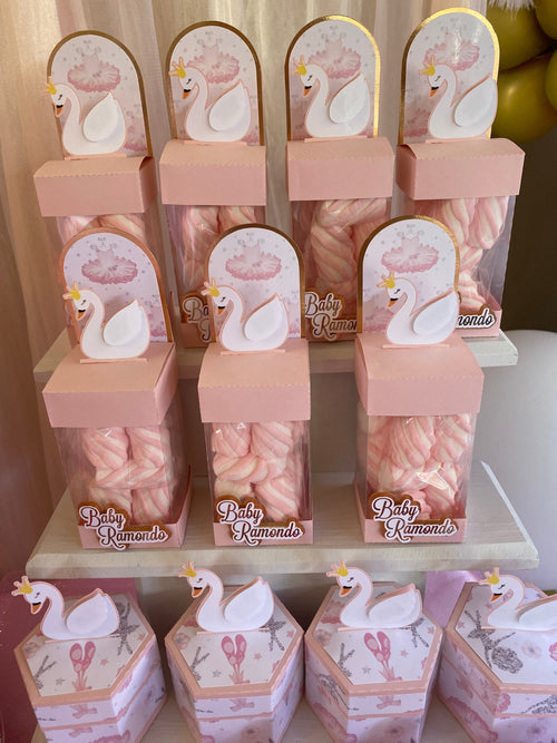 8 swan themed favor boxes - ballerina favor boxes