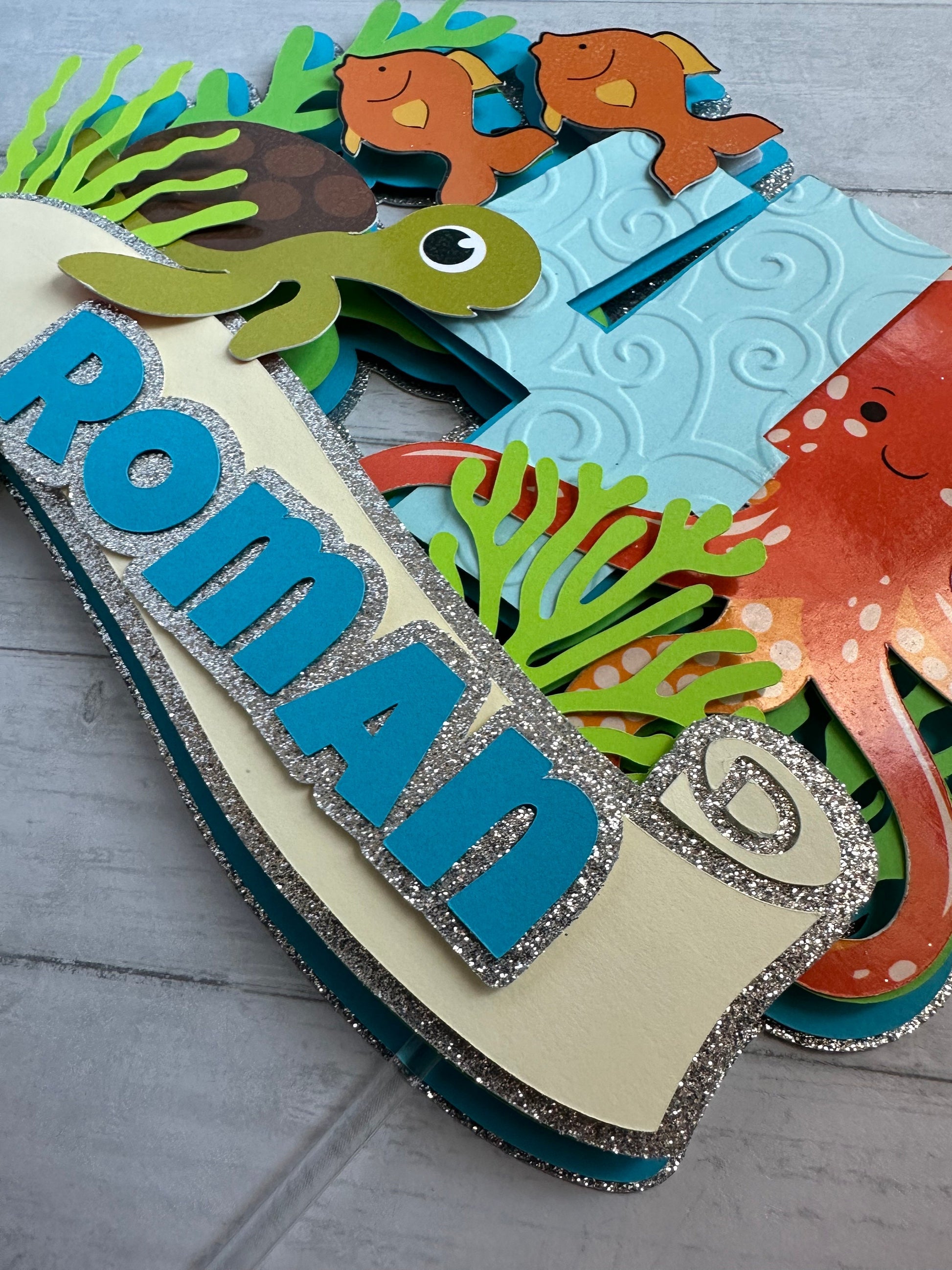 custom ocean cake topper for birthday party, under the sea cake topper