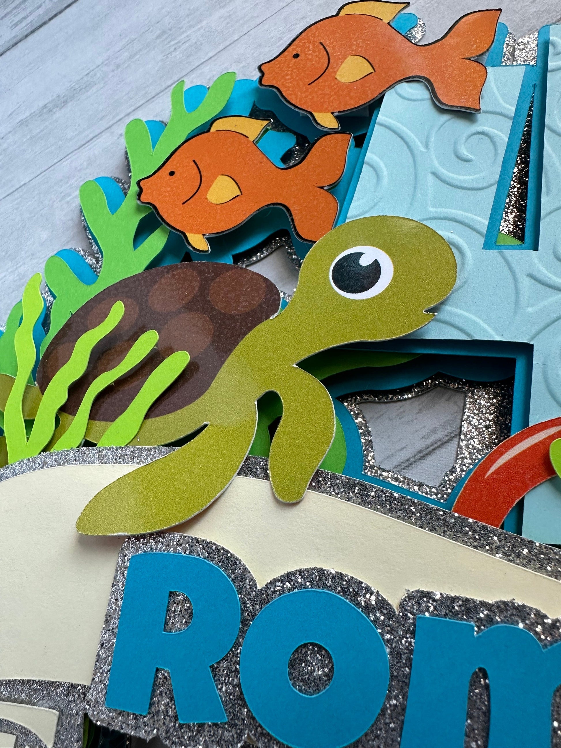custom ocean cake topper for birthday party, under the sea cake topper