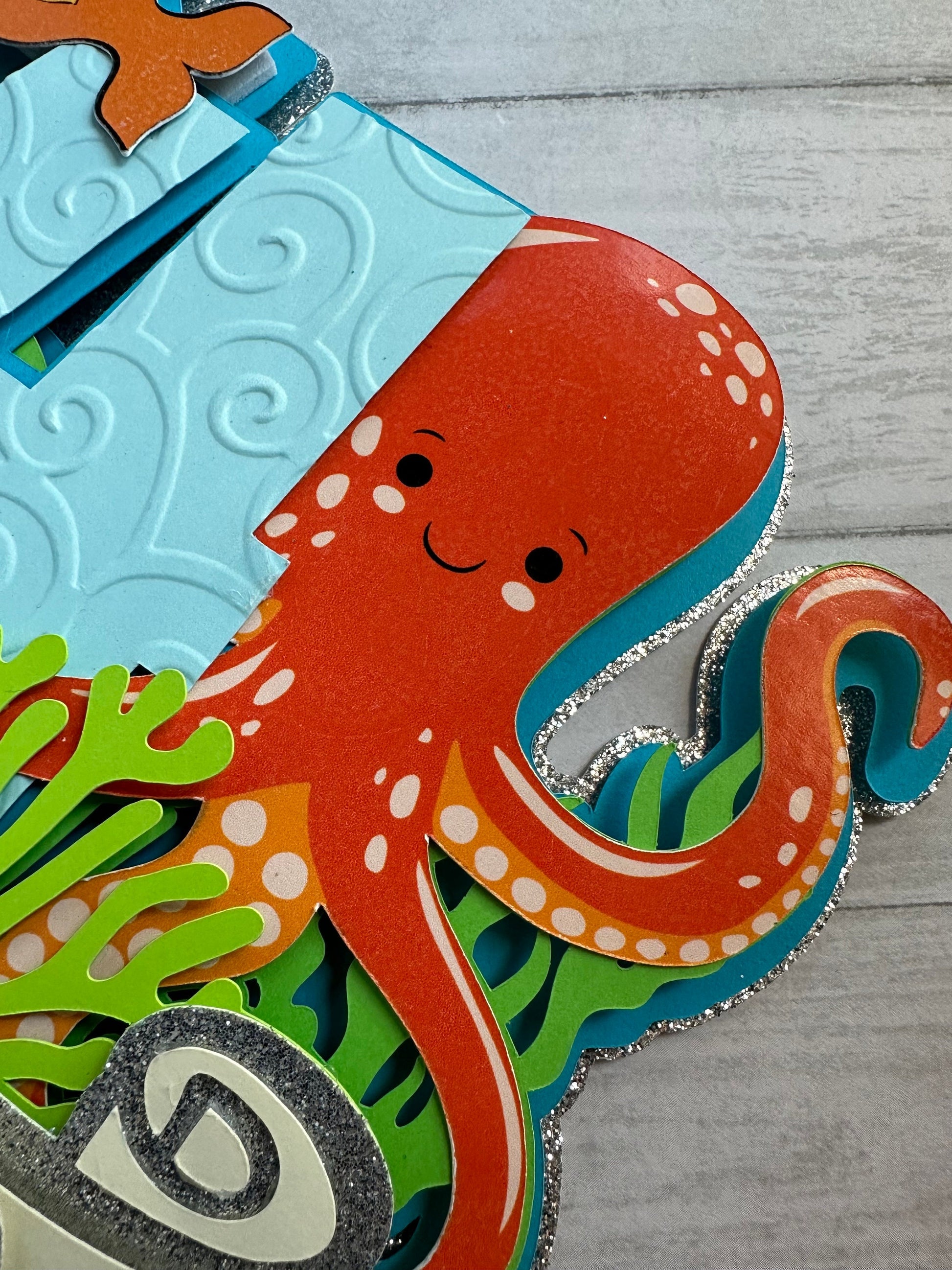 custom ocean cake topper for birthday party, under the sea cake topper