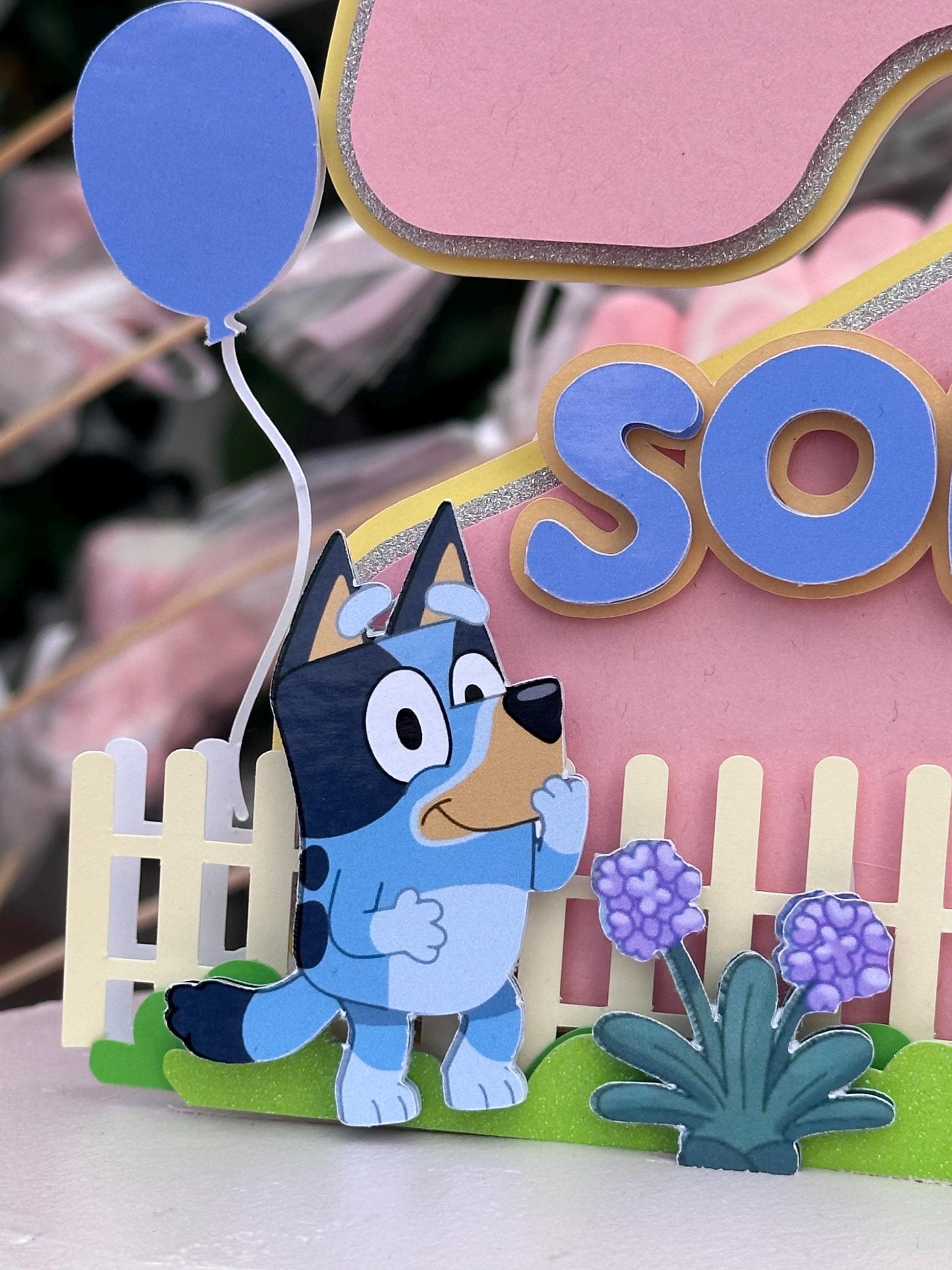 bluey cake topper - bluey birthday - bluey theme party - blue dog cake topper