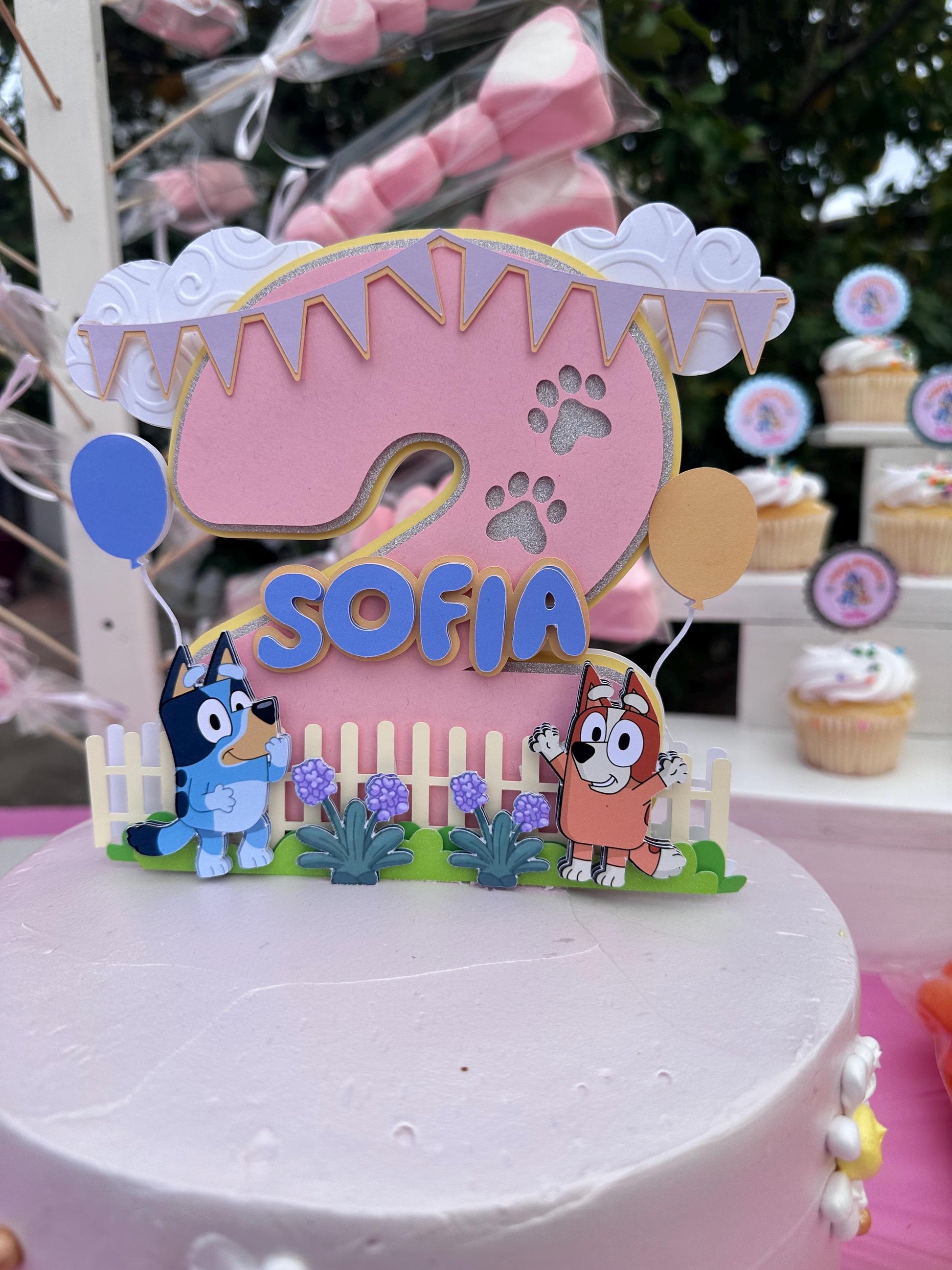 bluey cake topper - bluey birthday - bluey theme party - blue dog cake topper