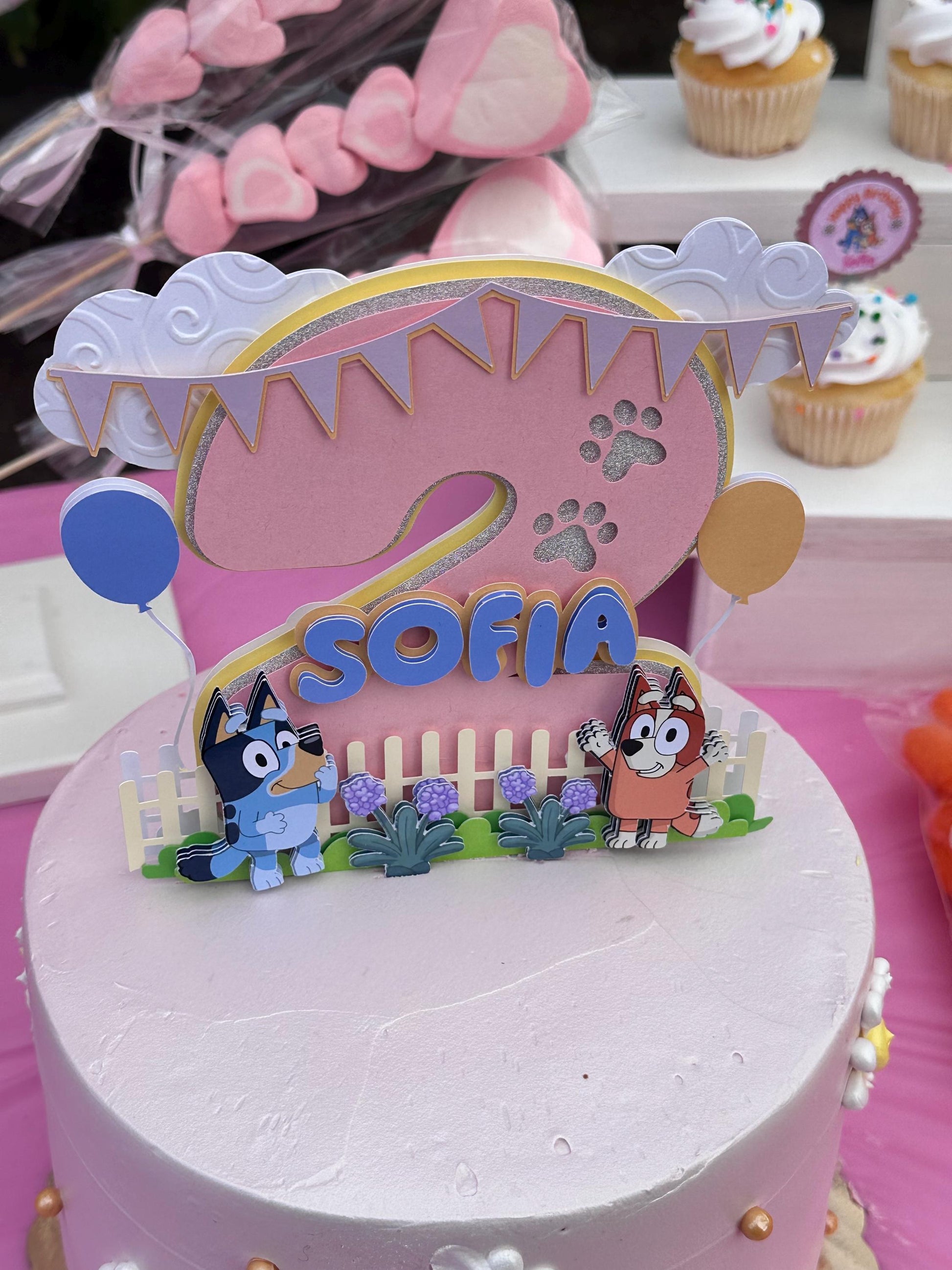 bluey cake topper - bluey birthday - bluey theme party - blue dog cake topper
