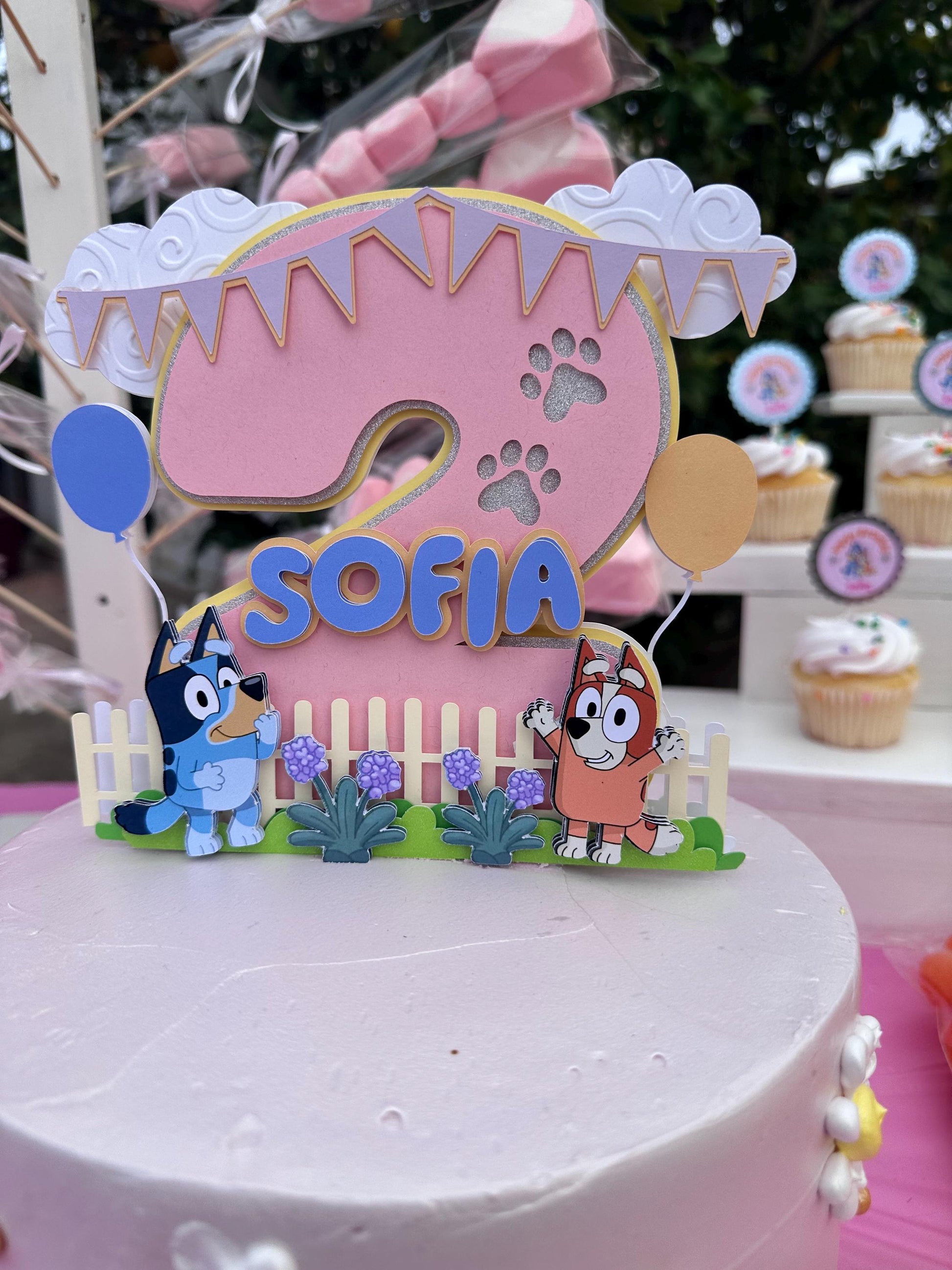 bluey cake topper - bluey birthday - bluey theme party - blue dog cake topper