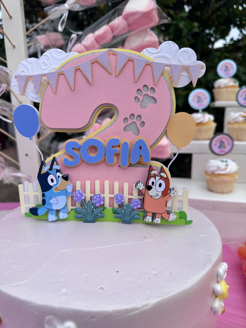 bluey cake topper - bluey birthday - bluey theme party - blue dog cake topper
